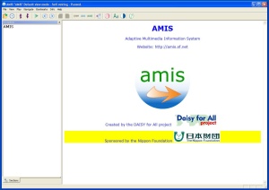 Ambiente inicial do AMIS na abertura de um documento em formato Daisy 